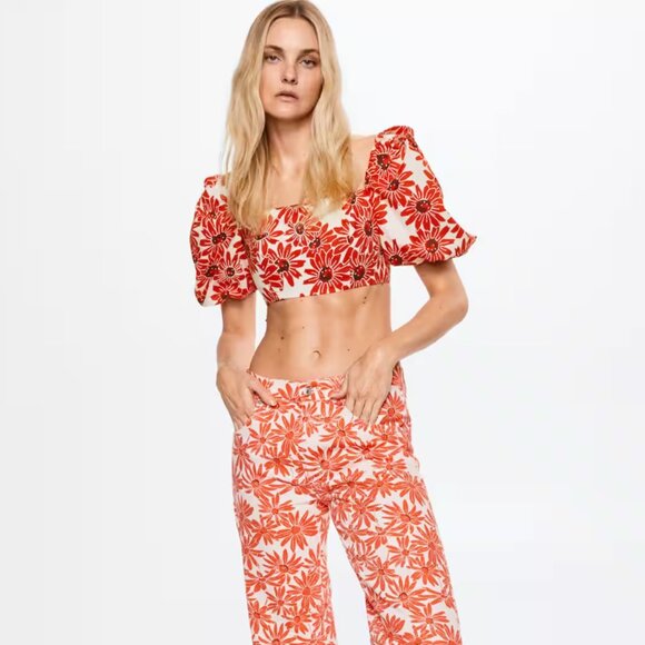 NWT Mango Floral crop top -Size XXS - Picture 1 of 4
